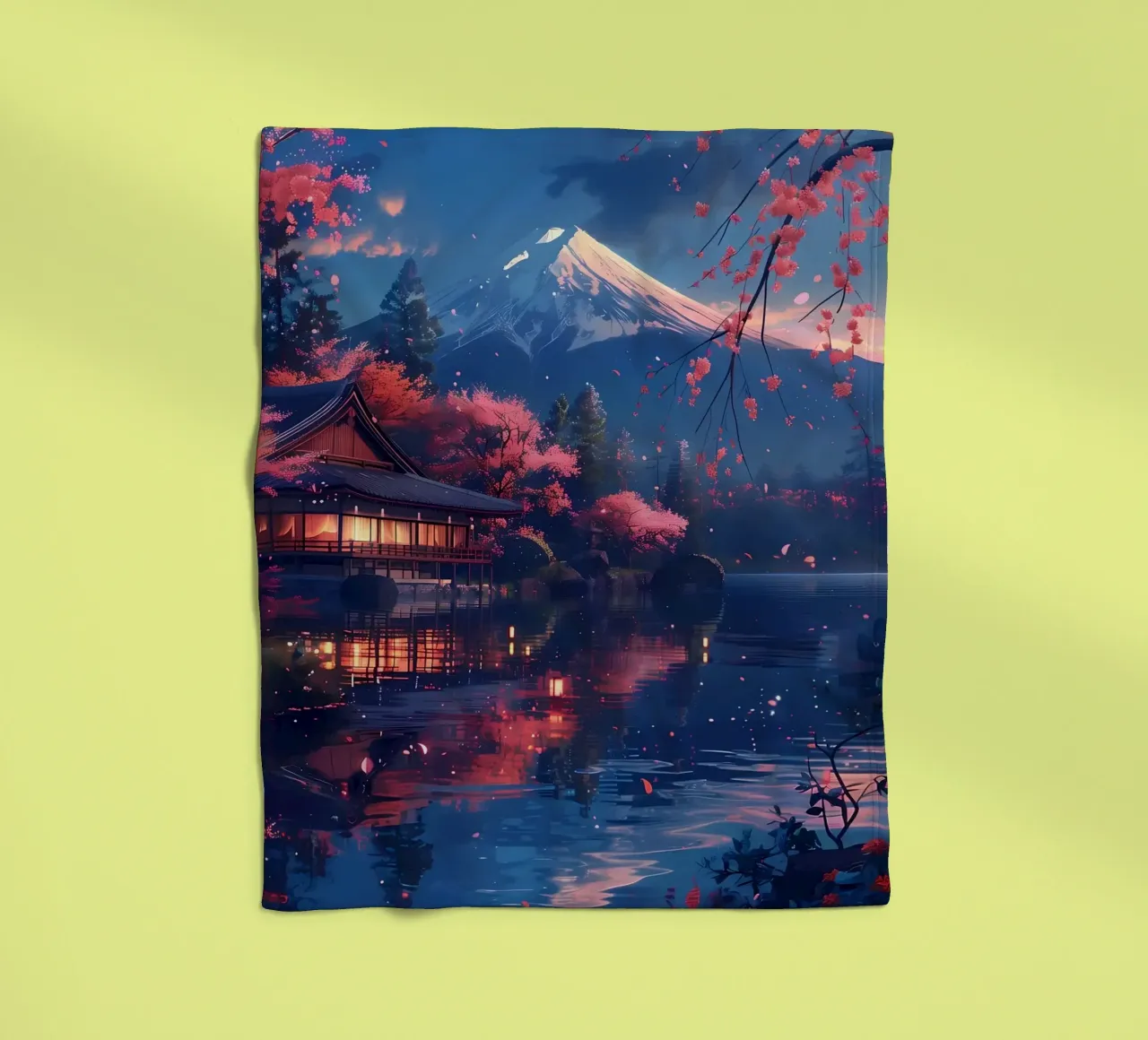 Paesaggio giapponese in fiore coperta in pile da Mikesell