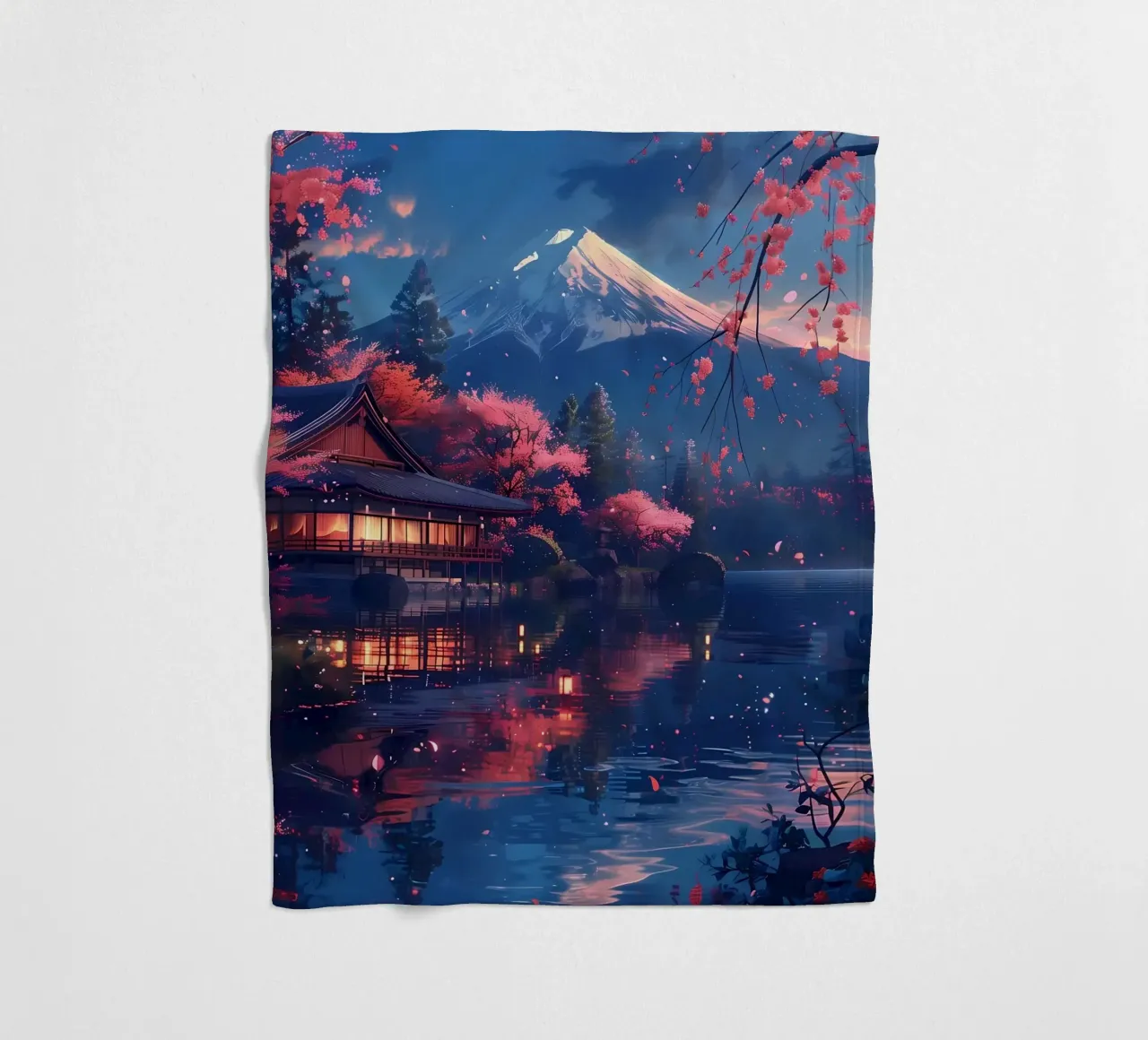 Paesaggio giapponese in fiore coperta in pile da Mikesell