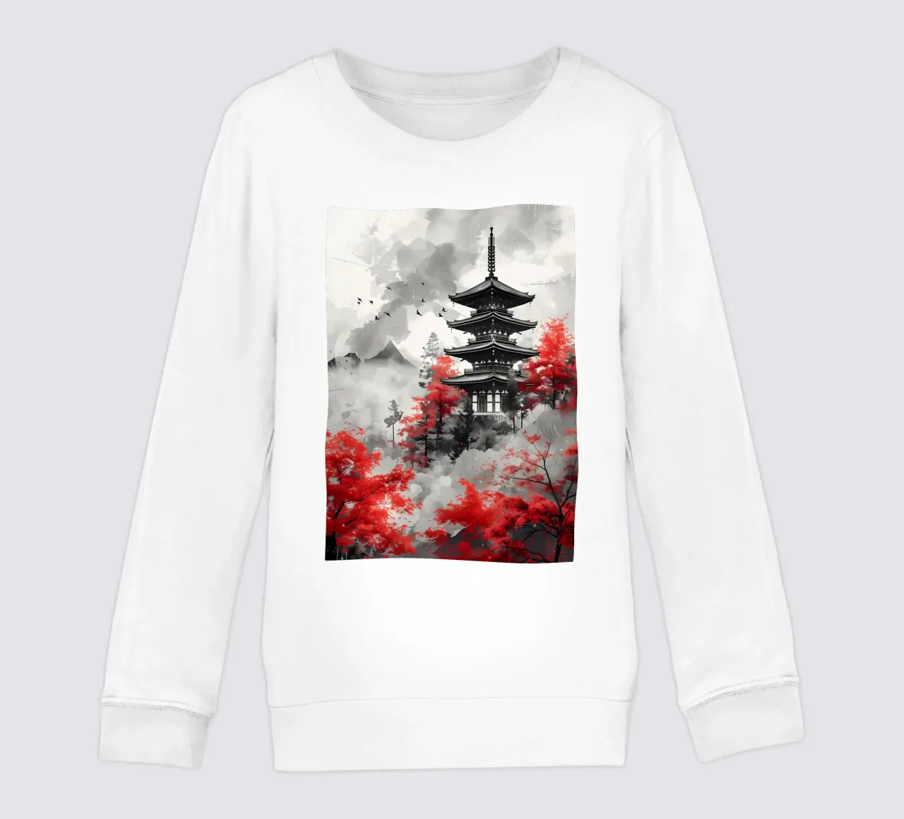 Rood Japans Schilderij kinder sweatshirt van Mikesell