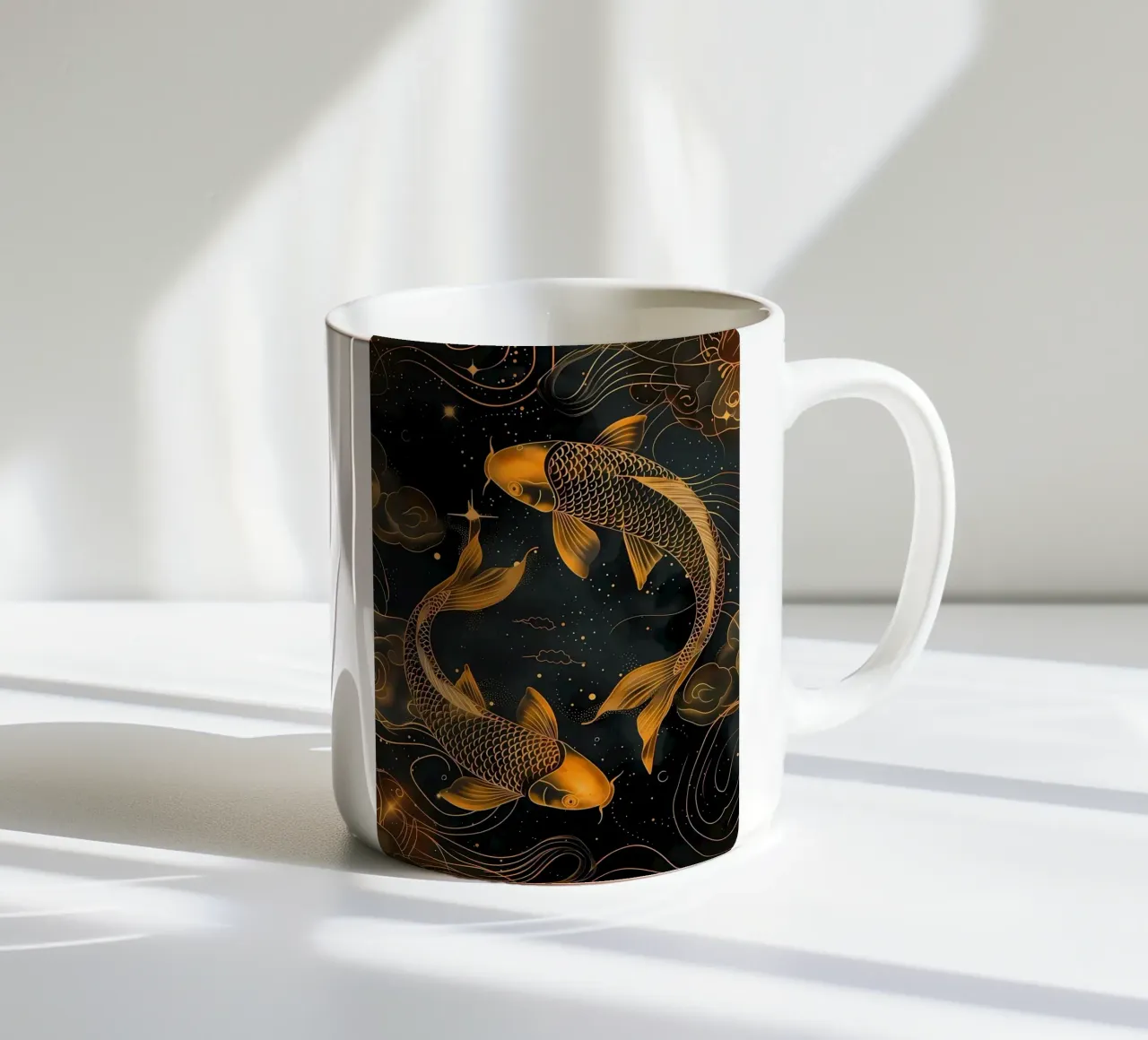 Pesce koi giapponese Yin Yang tazza in ceramica da Mikesell