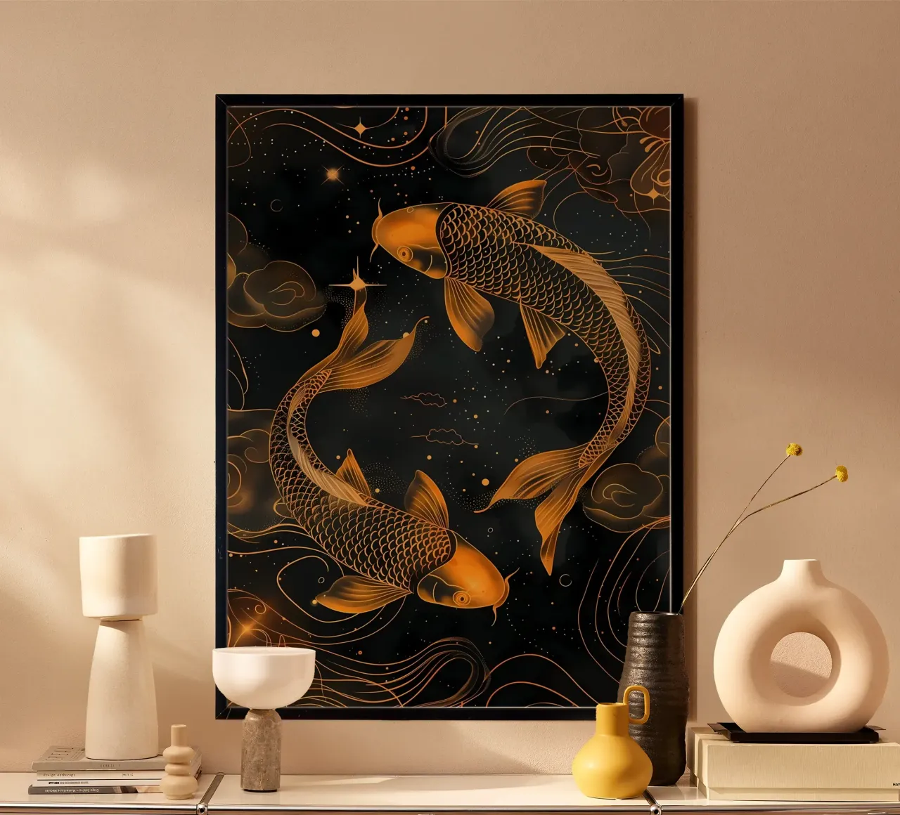 Pesce koi giapponese Yin Yang poster da Mikesell