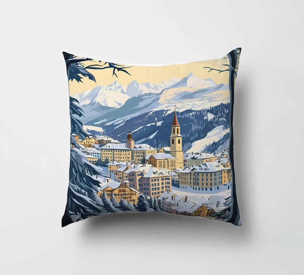 Paesaggio invernale di St. Moritz cuscino da Ginnery