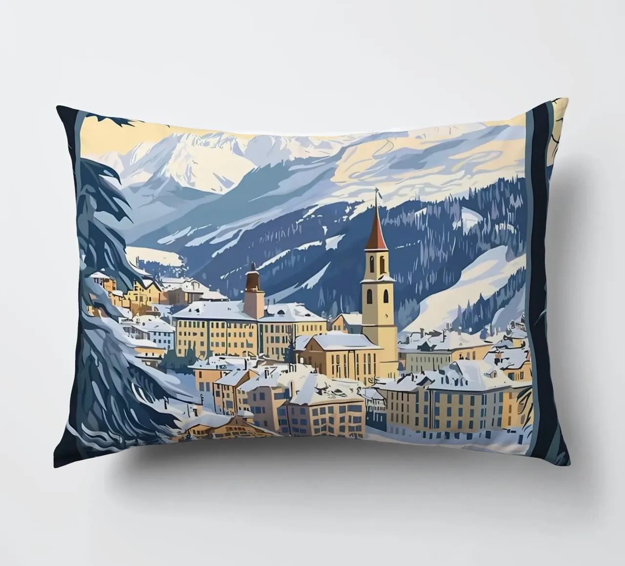 Paesaggio invernale di St. Moritz cuscino da Ginnery