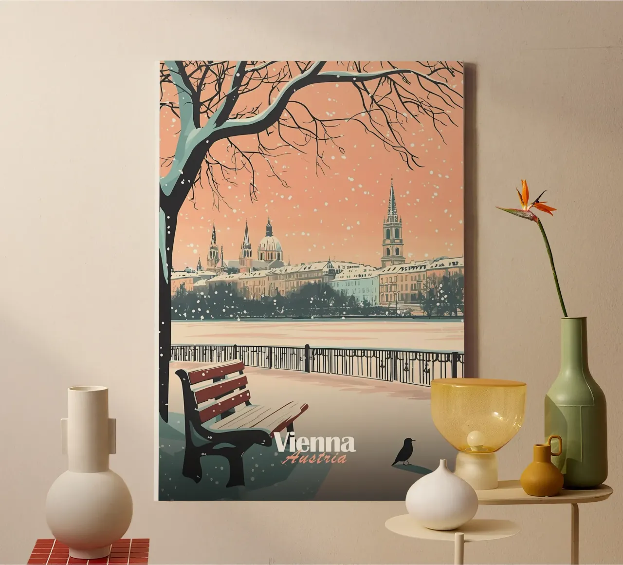 Besneeuwd Wenen canvas met Baklijst van Ginnery