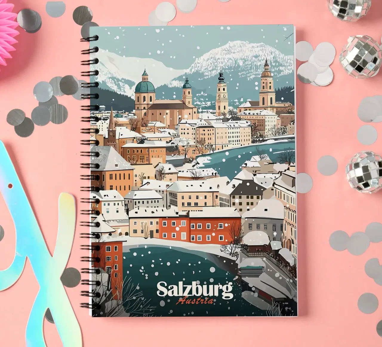 Salzburg Winter Cityscape spiral notebook by Ginnery
