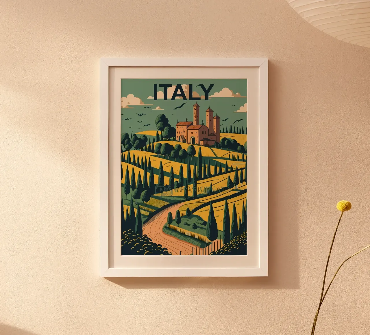 Italia Città poster con telaio in legno da Delaplane