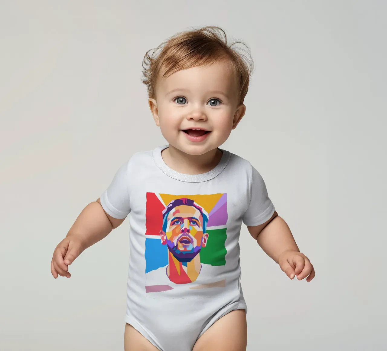 Harry Kane on WPAP art style short-sleeve baby romper by Hantamrata