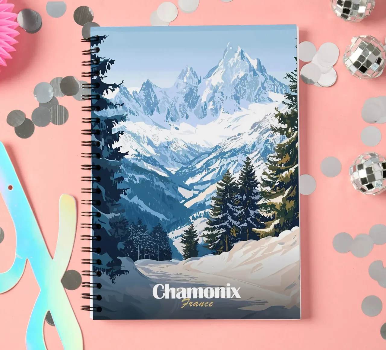 Chamonix Mountain Landscape spiral notebook by Ginnery