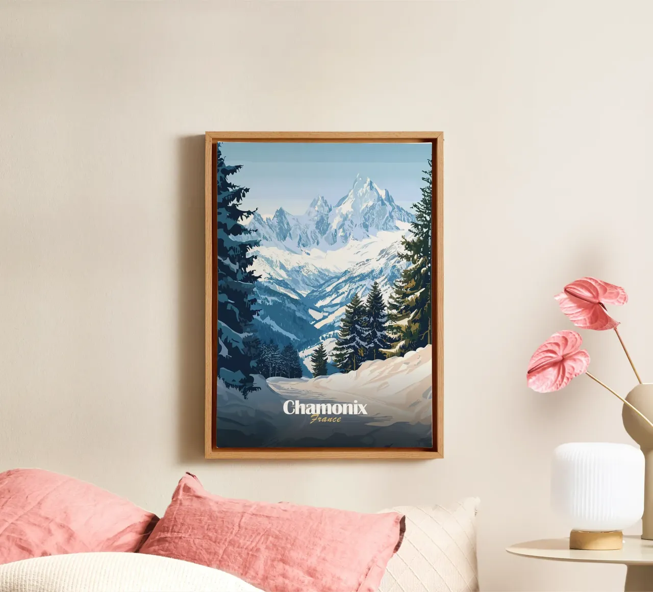 Paesaggio montano di Chamonix tela con Cornice a cassetta da Ginnery
