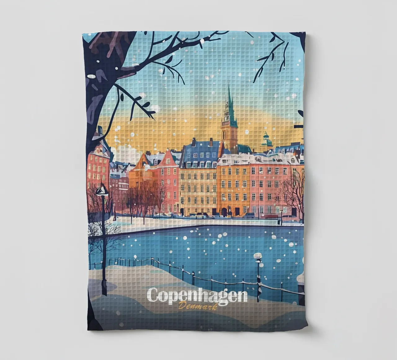 Scène d'hiver à Copenhague torchon de Ginnery