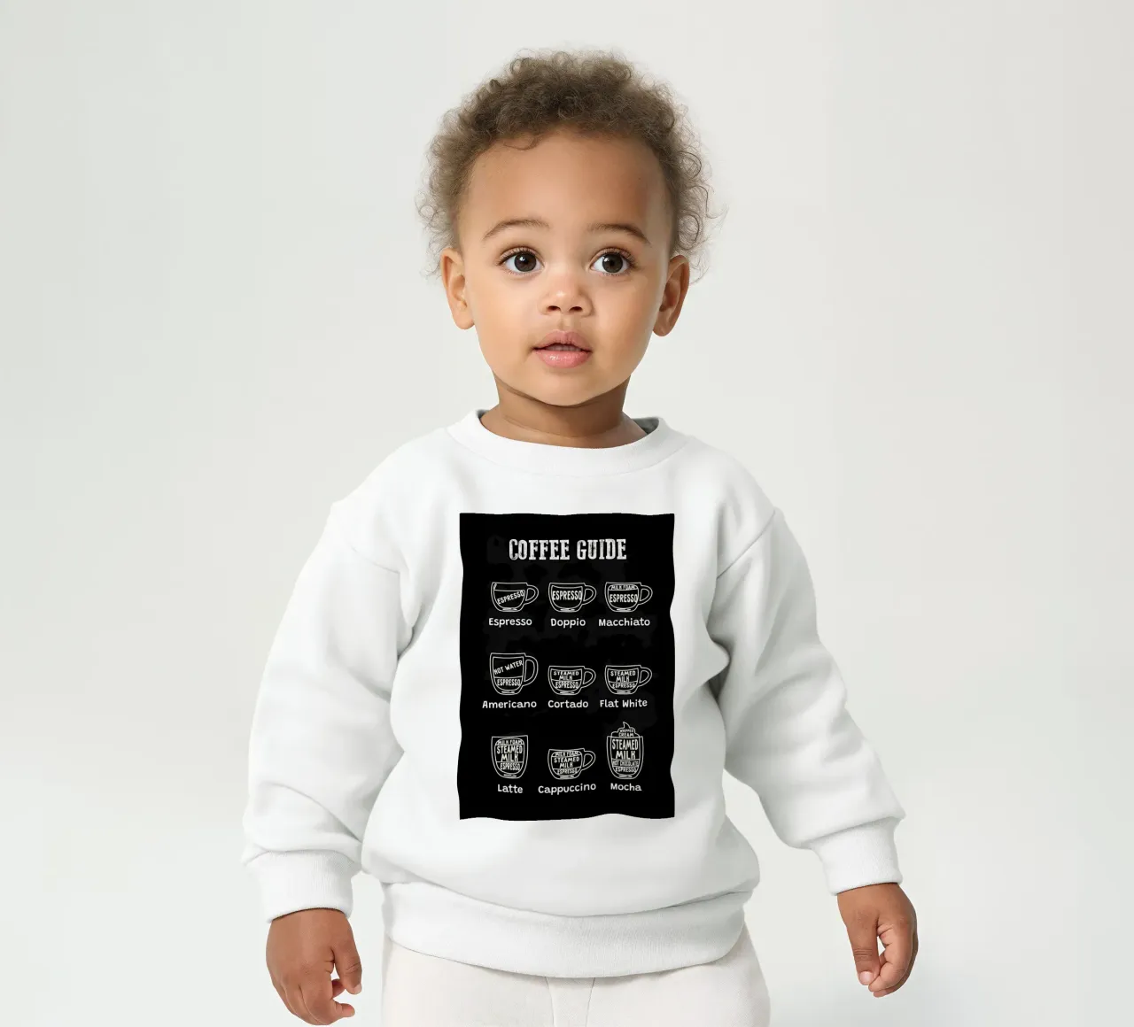 Tabla de tipos de café sudadera de bebé de Eames