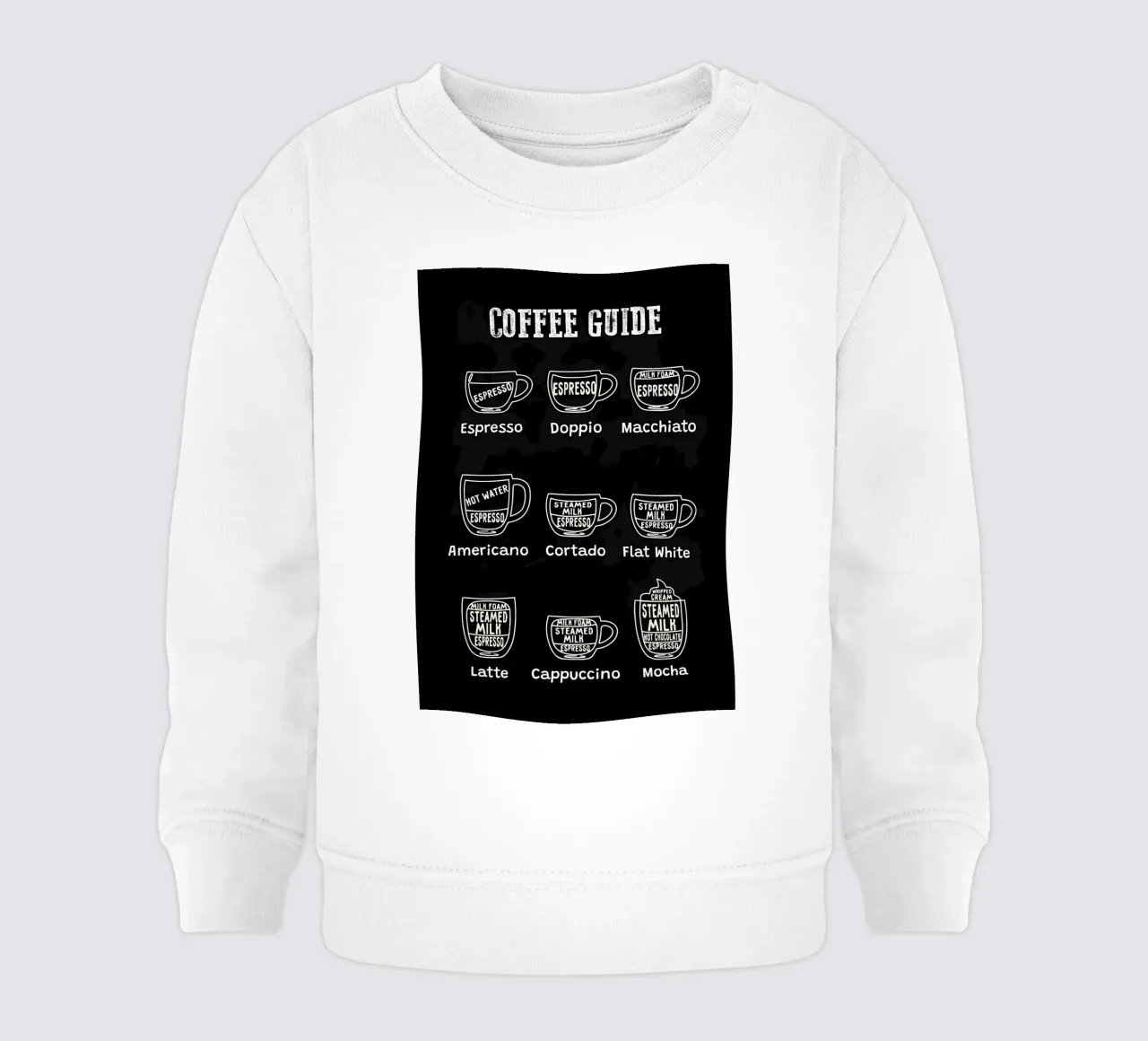Tabla de tipos de café sudadera de bebé de Eames