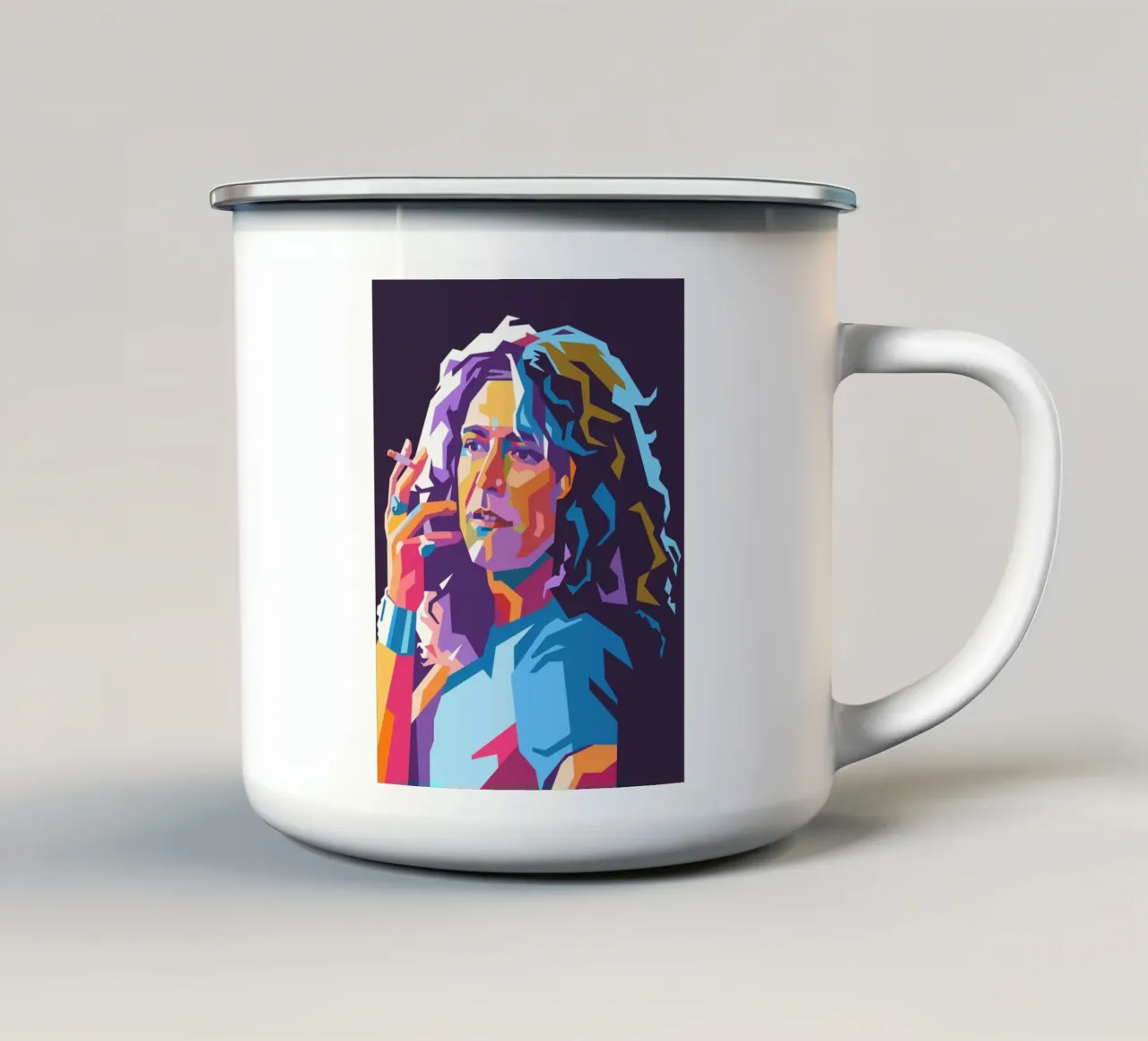 Ritratto pop art di Robert Plant tazza in smalto da Hantamrata