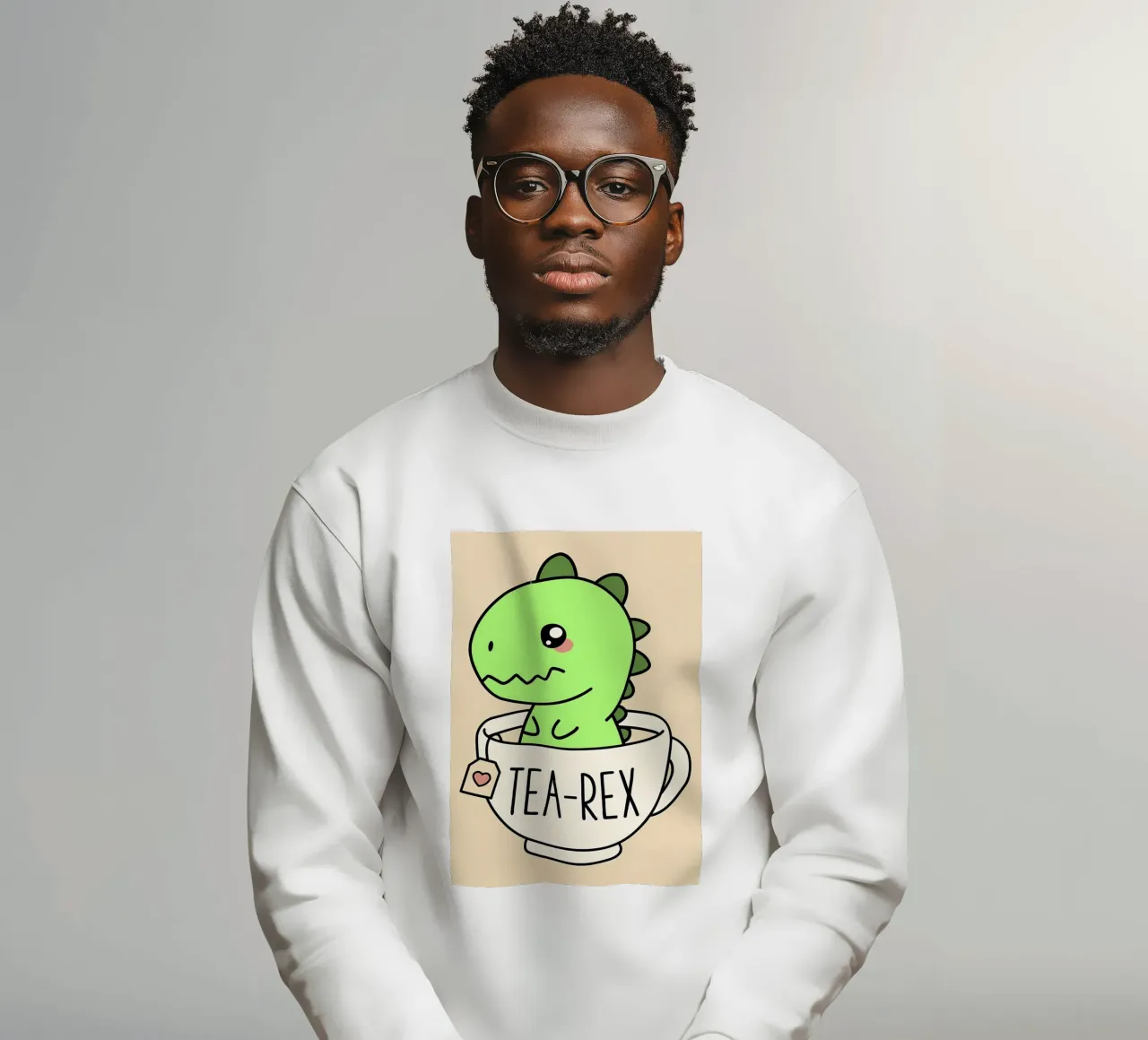 TeaRex Cute TRex Dinosaur sweatshirt by Delaplane