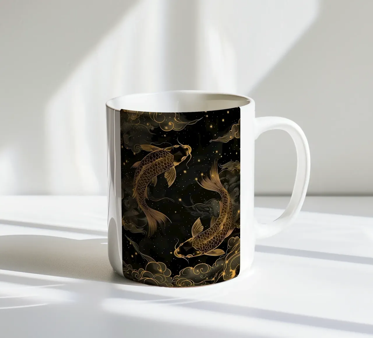 Pesce koi giapponese Yin Yang tazza in ceramica da Mikesell