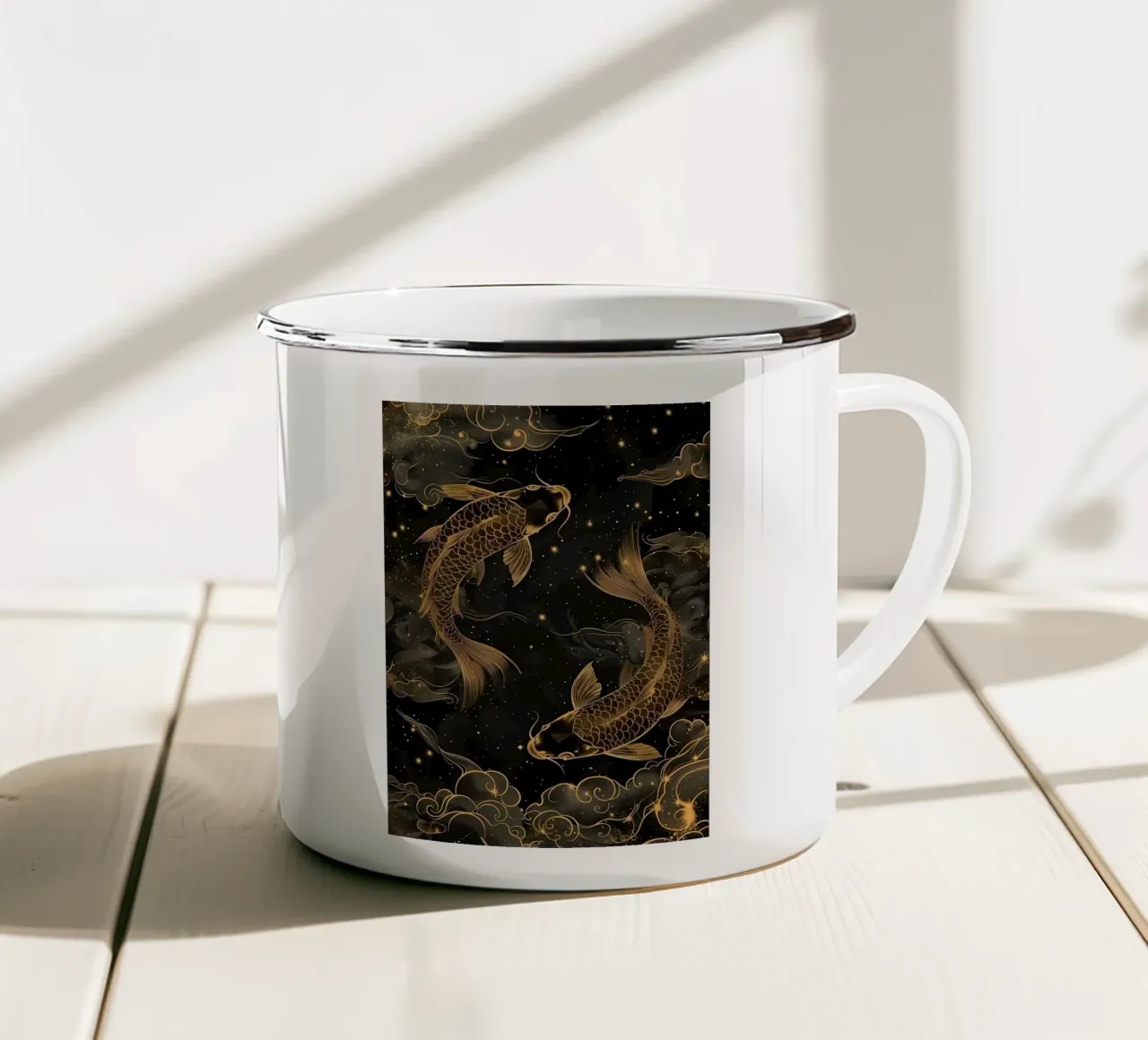 Pesce koi giapponese Yin Yang tazza in smalto da Mikesell
