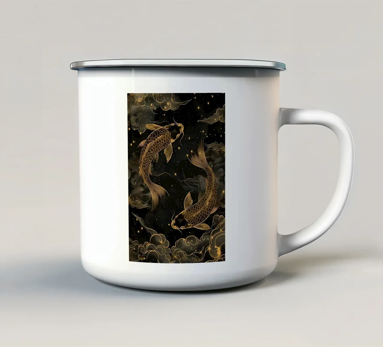 Pesce koi giapponese Yin Yang tazza in smalto da Mikesell