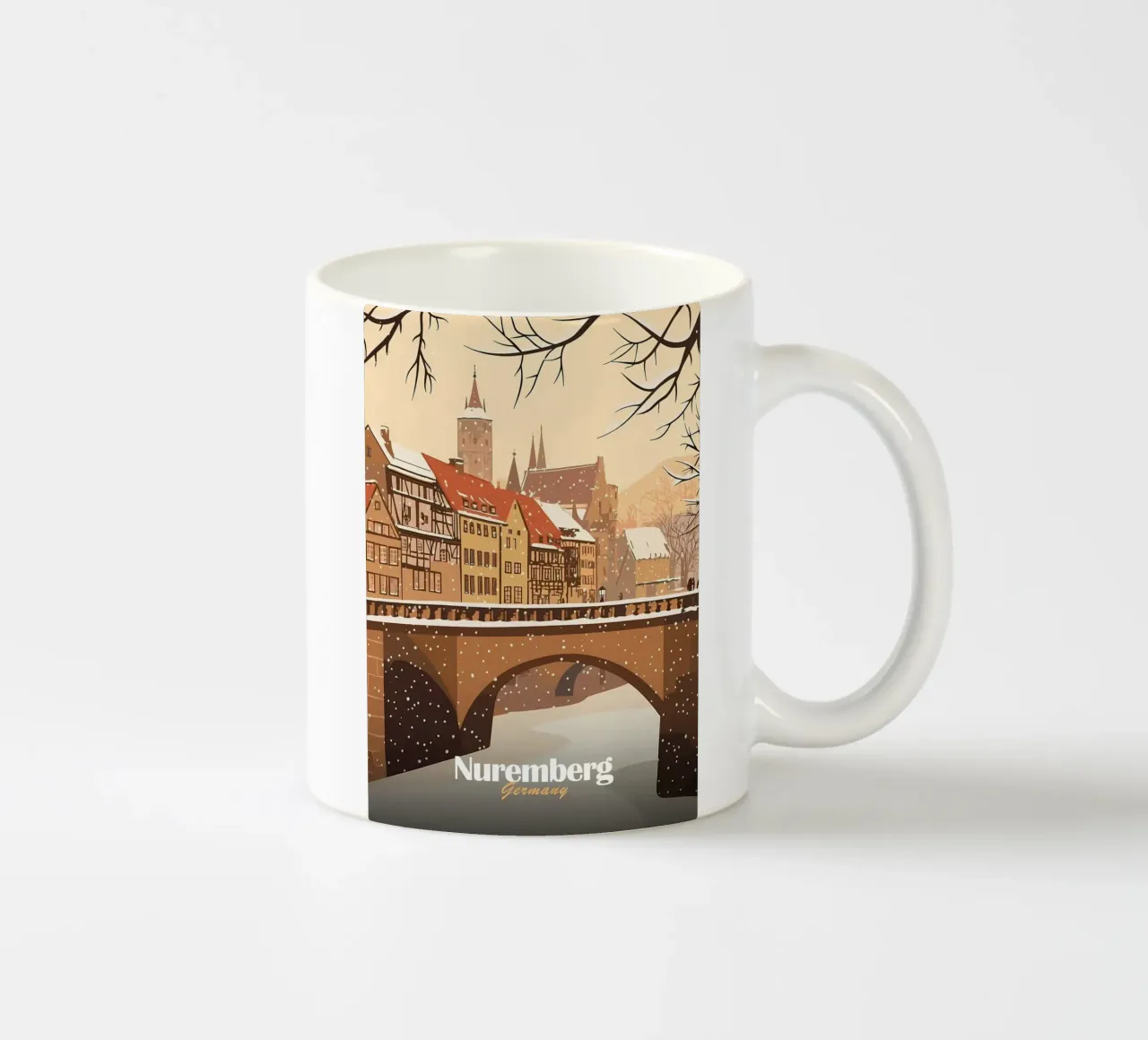 Norimberga, scena invernale tazza in ceramica da Ginnery