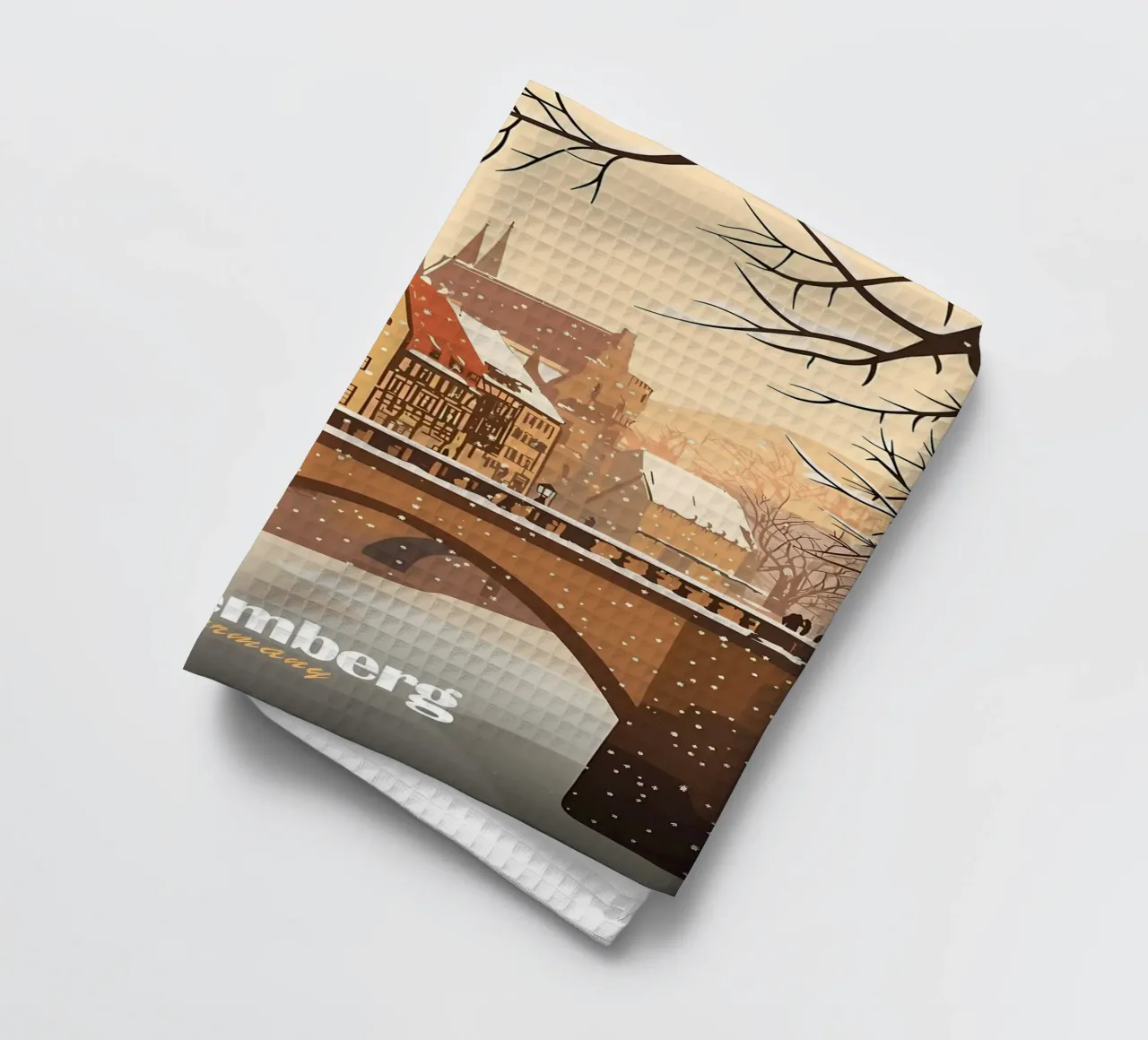 Nuremberg Winter Scene tea towel by Ginnery