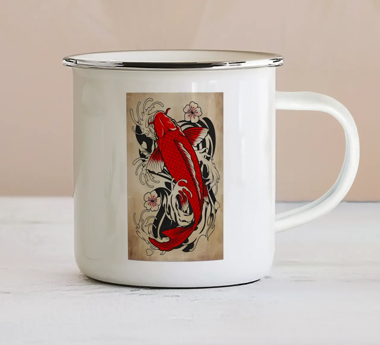 Pesce Koi giapponese tazza in smalto da Delaplane