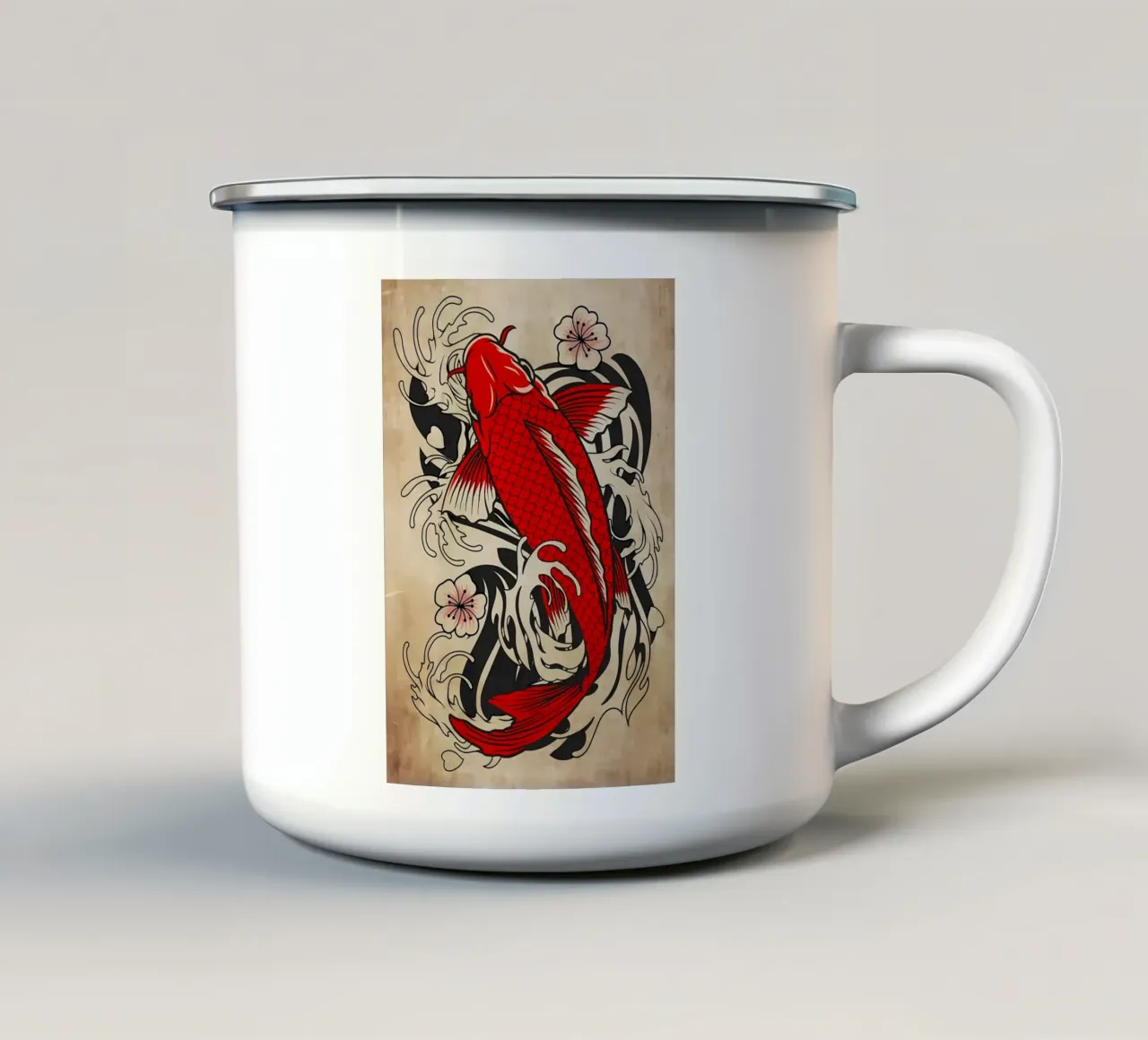 Pesce Koi giapponese tazza in smalto da Delaplane