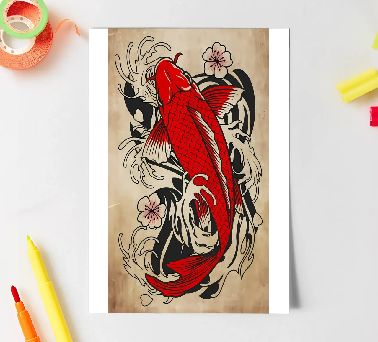 Koi Fish Japanese sticker sheet by Delaplane
