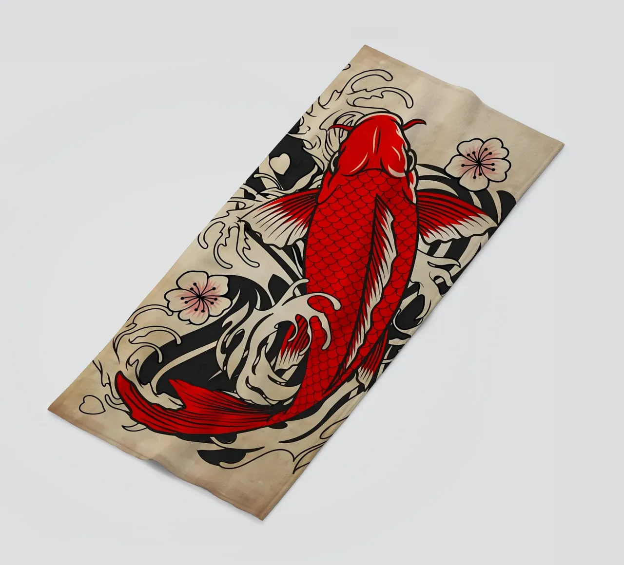 Koi Fish Japanese beach towel by Delaplane