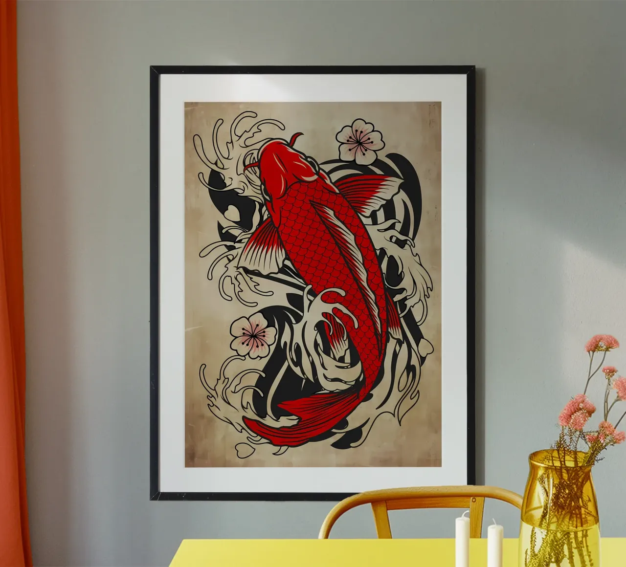 Pesce Koi giapponese poster con telaio in plastica da Delaplane