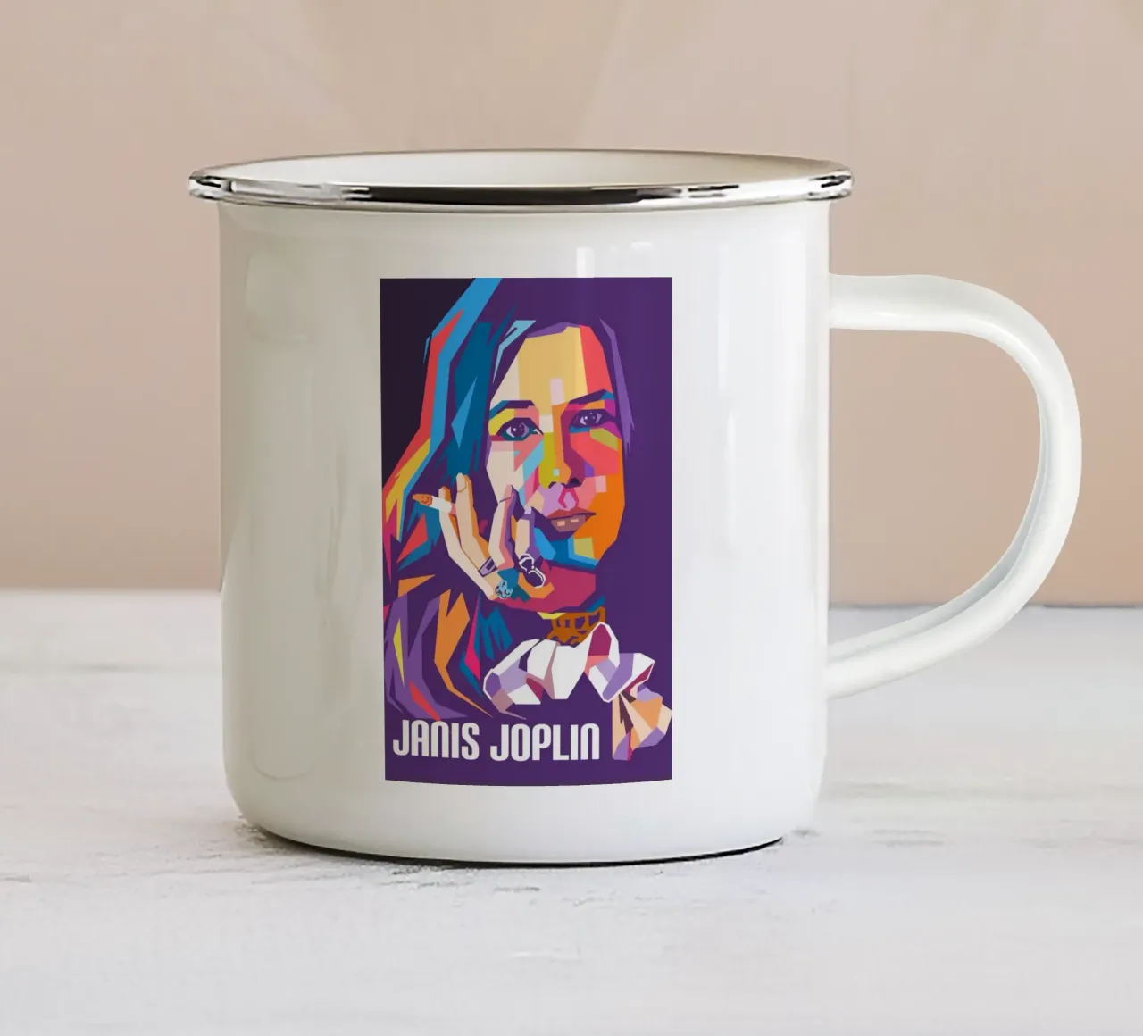 Janis Joplin sullo stile artistico di WPAP tazza in smalto da Hantamrata