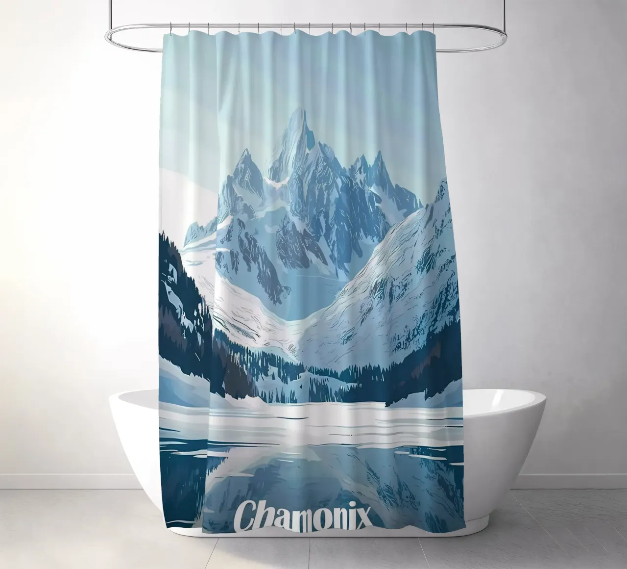 Paesaggio montano di Chamonix tenda da doccia da Ginnery