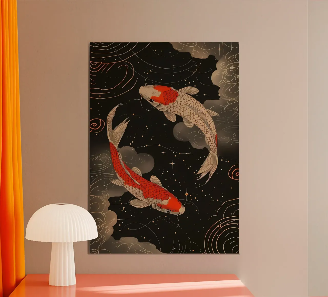 Pesce koi giapponese Yin Yang alluminio dibond da Mikesell