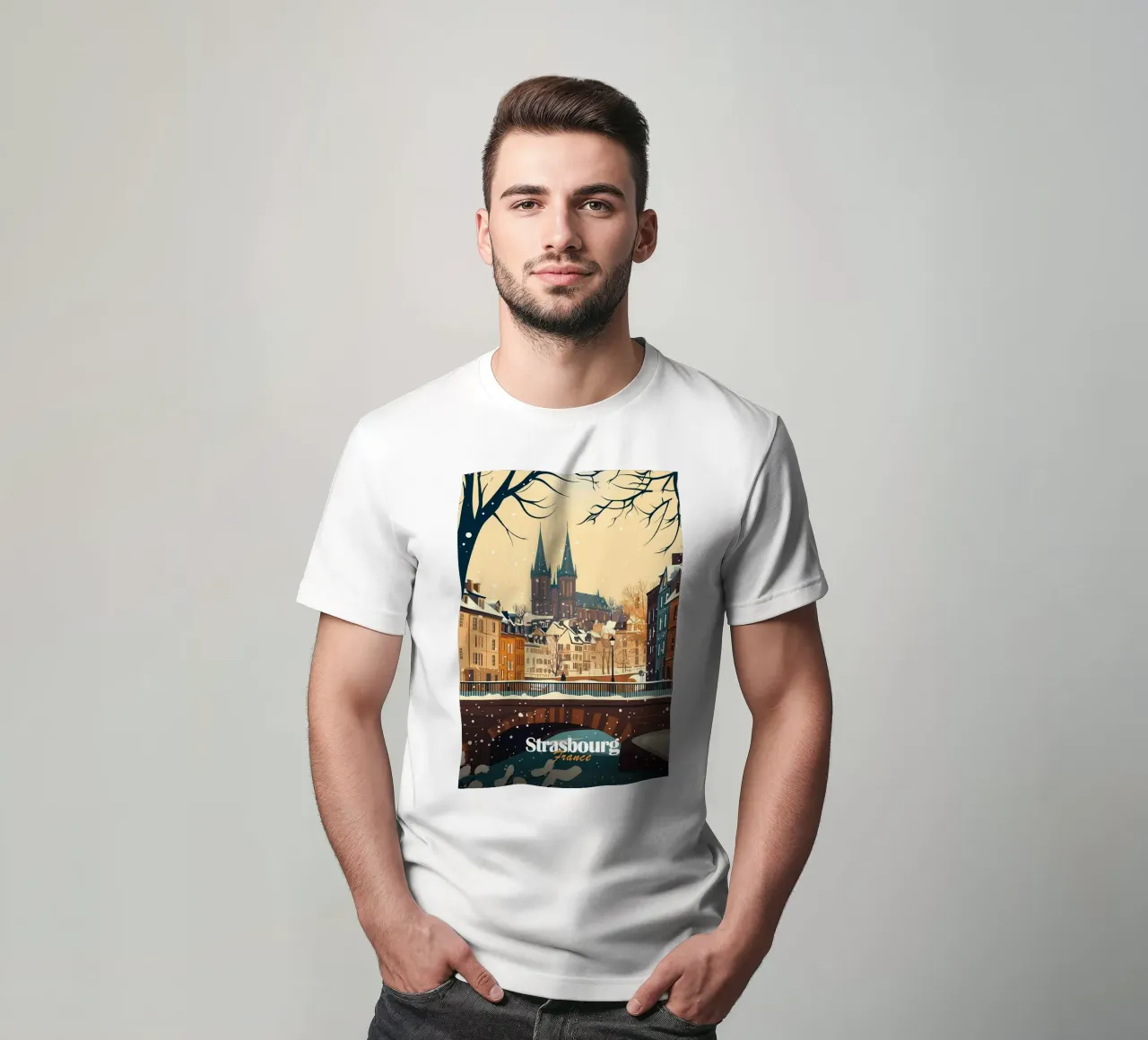 Scena invernale a Strasburgo t-shirt da Ginnery
