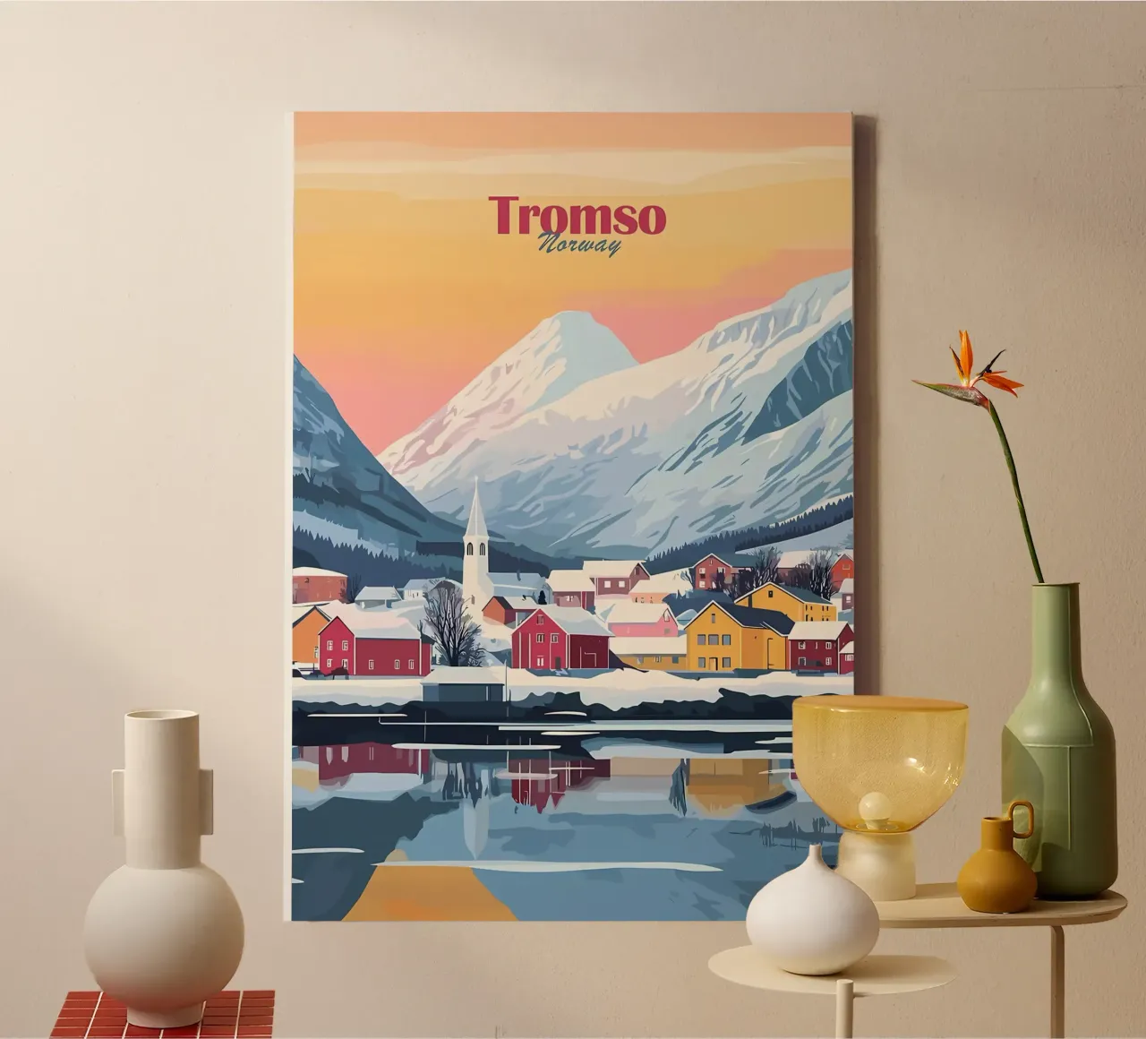 Tromso Norvegia Paesaggio tela con Cornice a cassetta da Ginnery