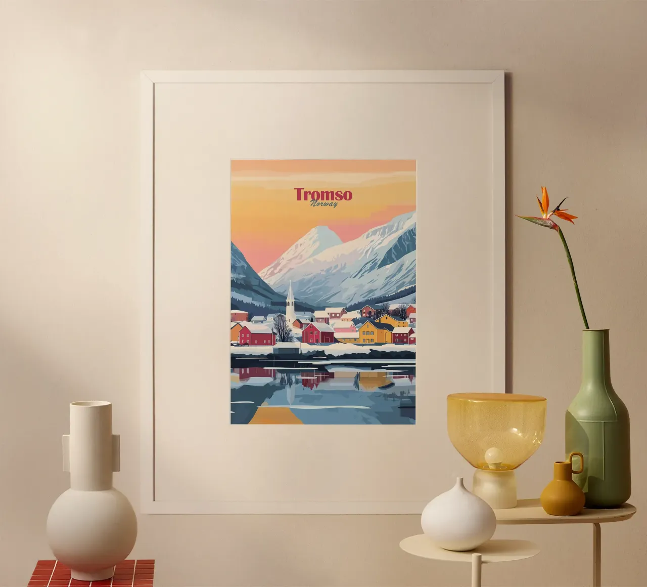 Tromso Norvegia Paesaggio poster con telaio in plastica da Ginnery