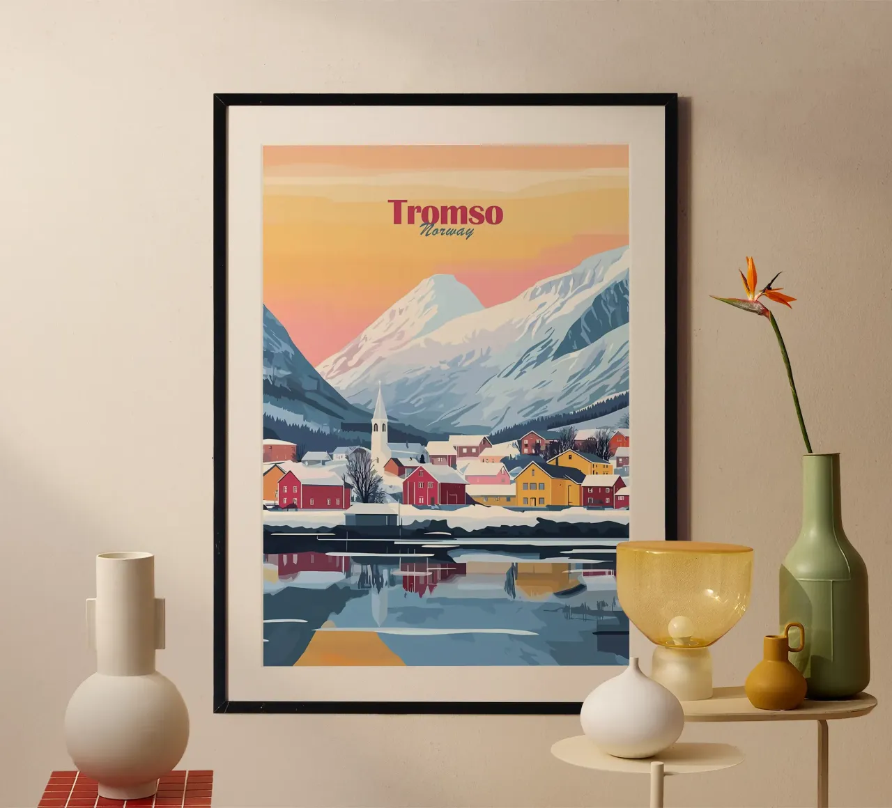 Tromso Norvegia Paesaggio poster con telaio in plastica da Ginnery