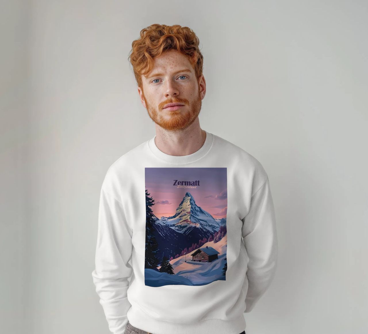 Zermatt Schweiz Bergblick Sweatshirt von Ginnery