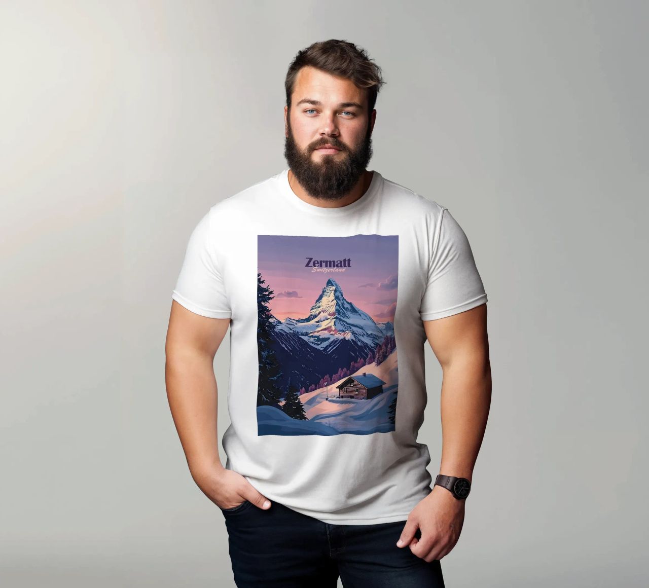 Zermatt Schweiz Bergblick T-Shirt von Ginnery