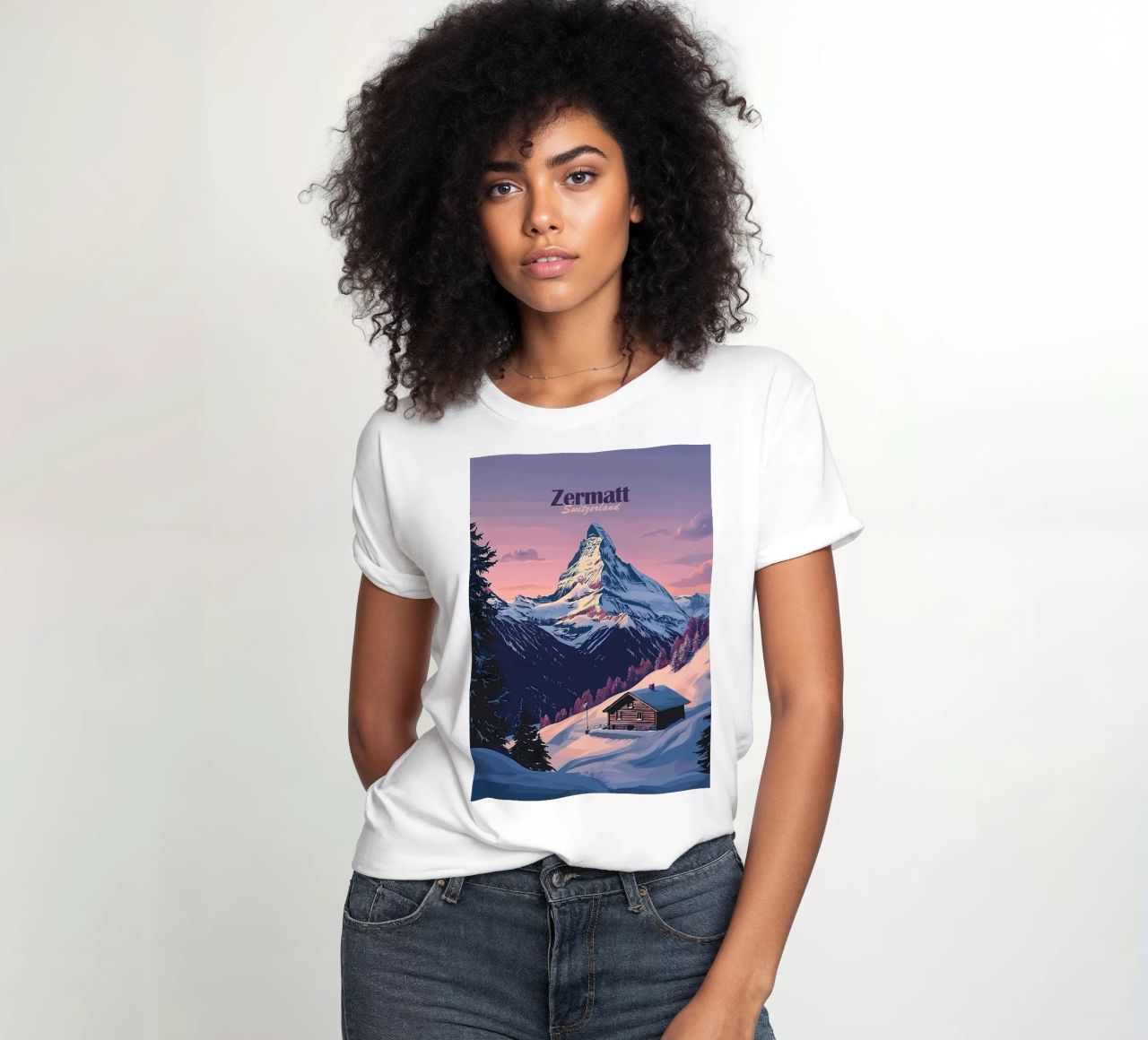 Zermatt Schweiz Bergblick Frauen T-Shirt von Ginnery