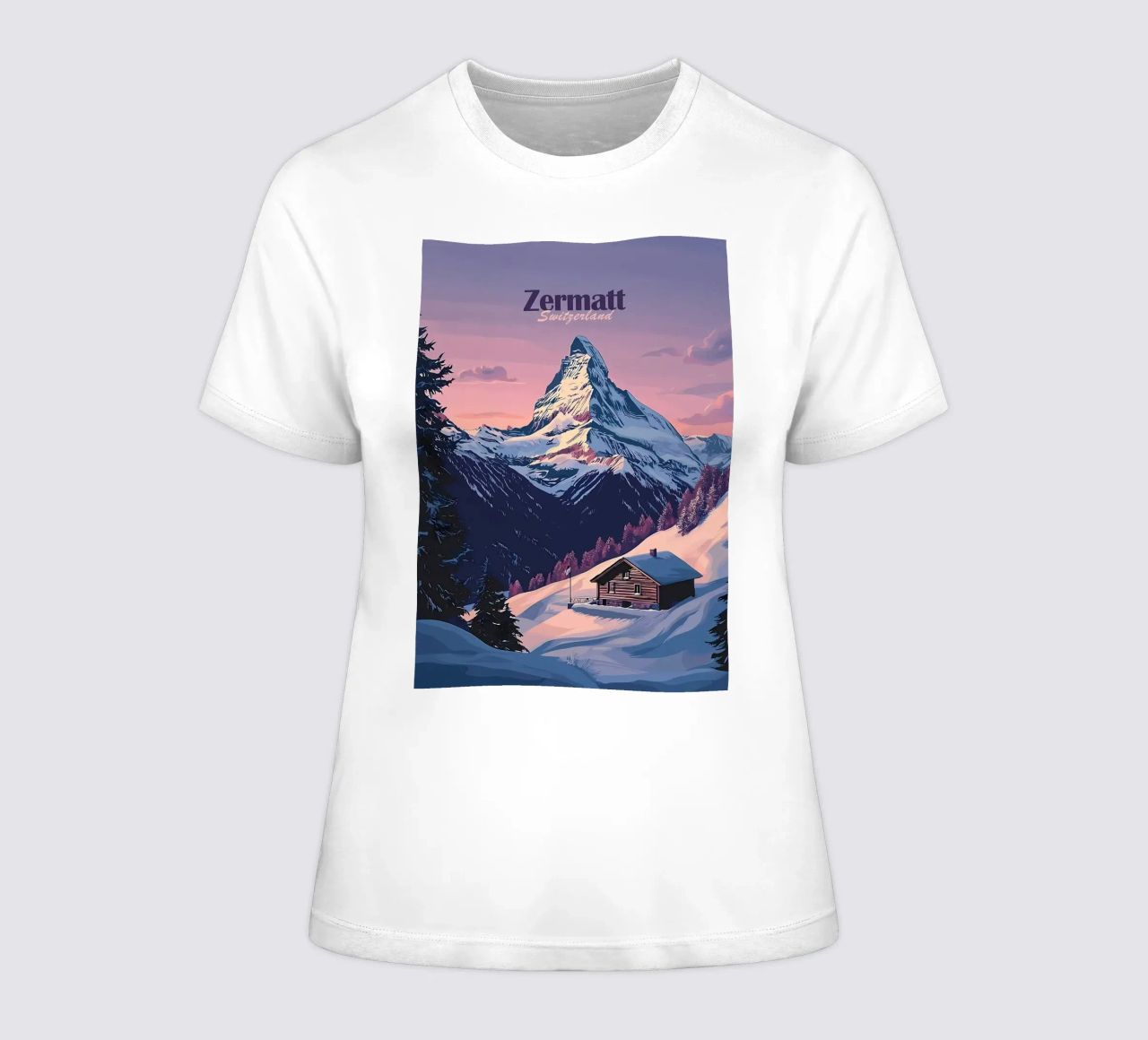 Zermatt Schweiz Bergblick Frauen T-Shirt von Ginnery
