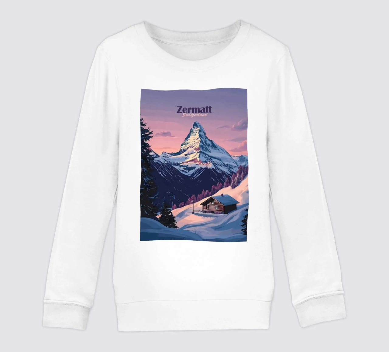 Zermatt Schweiz Bergblick Kinder Sweatshirt von Ginnery