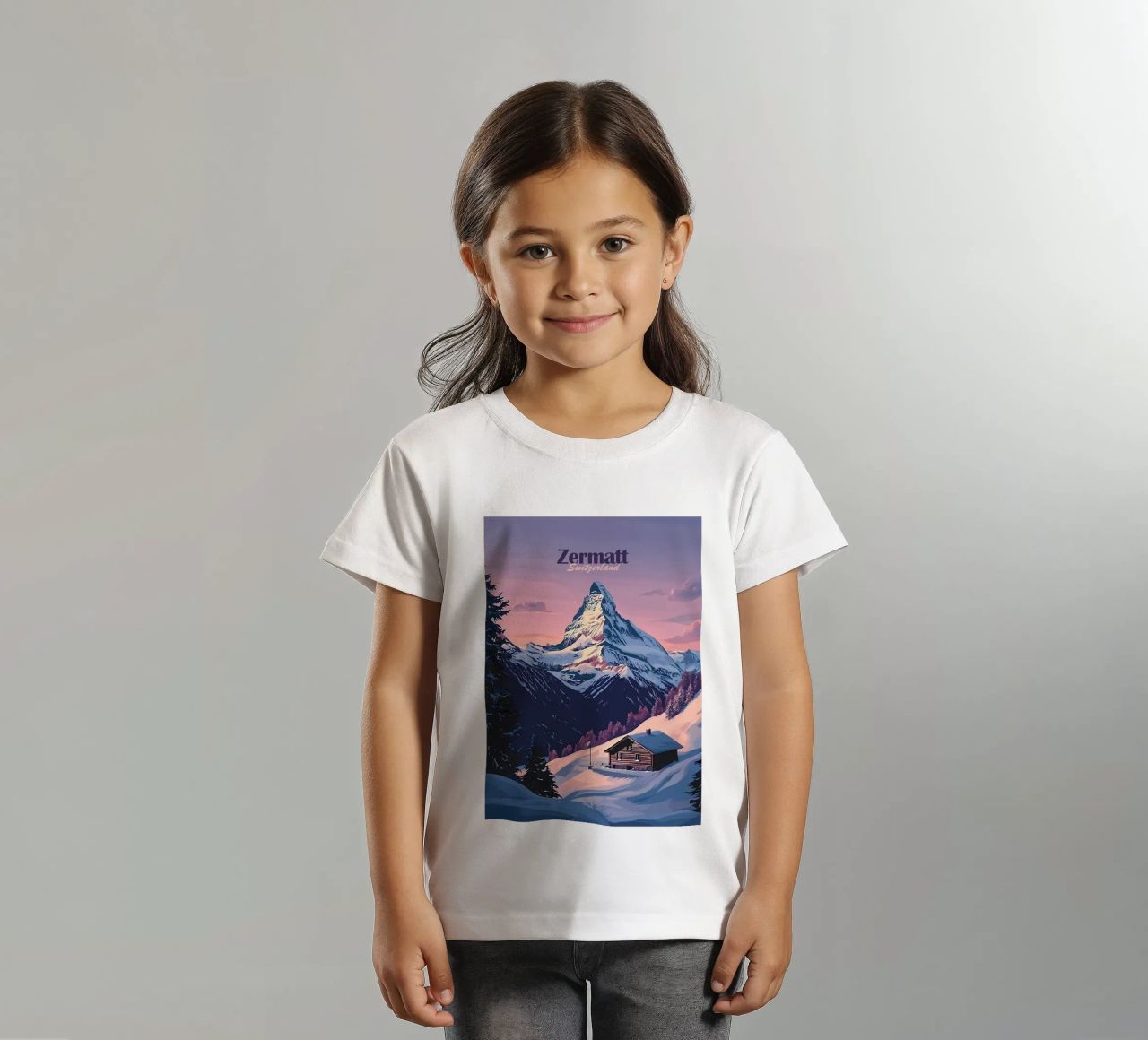 Zermatt Schweiz Bergblick Kinder T-Shirt von Ginnery