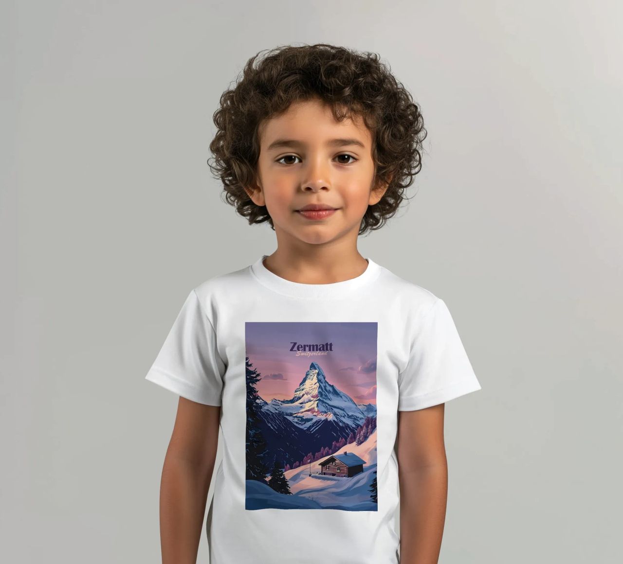 Zermatt Schweiz Bergblick Kinder T-Shirt von Ginnery