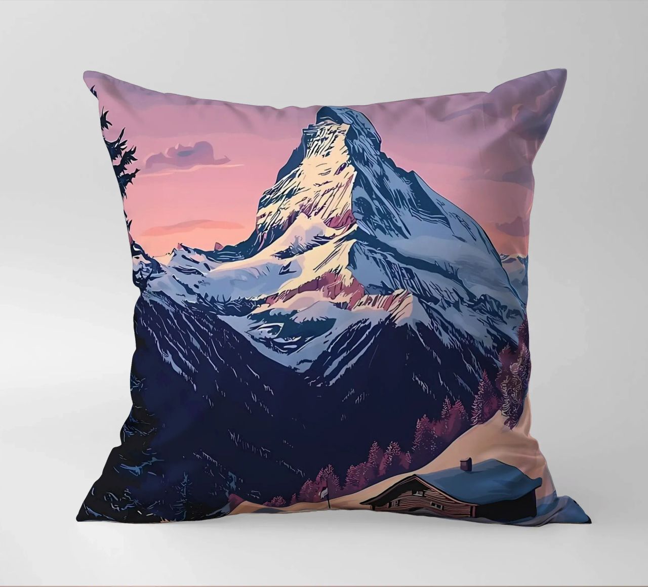 Zermatt Schweiz Bergblick Kissen von Ginnery