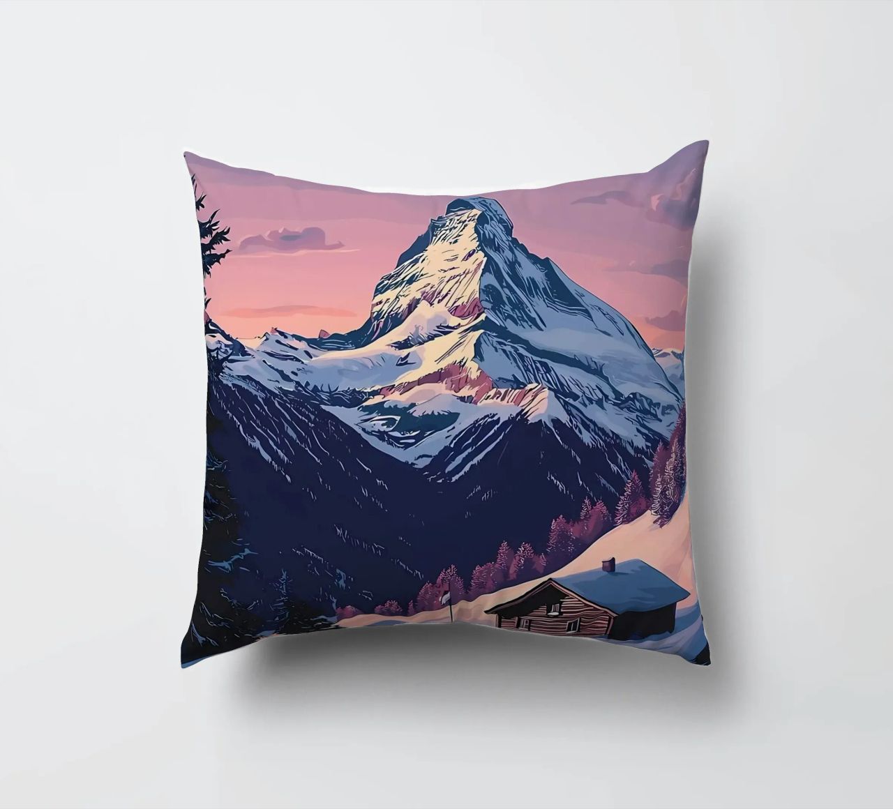 Zermatt Schweiz Bergblick Kissen von Ginnery