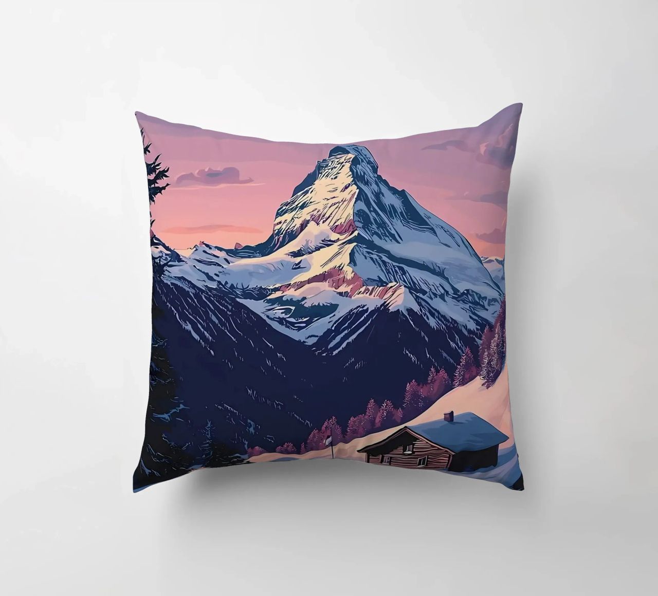 Zermatt Schweiz Bergblick Kissen von Ginnery