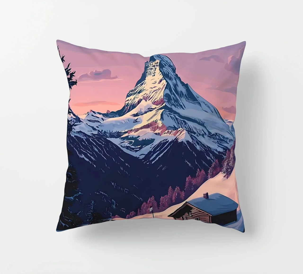 Zermatt Schweiz Bergblick Kissen von Ginnery