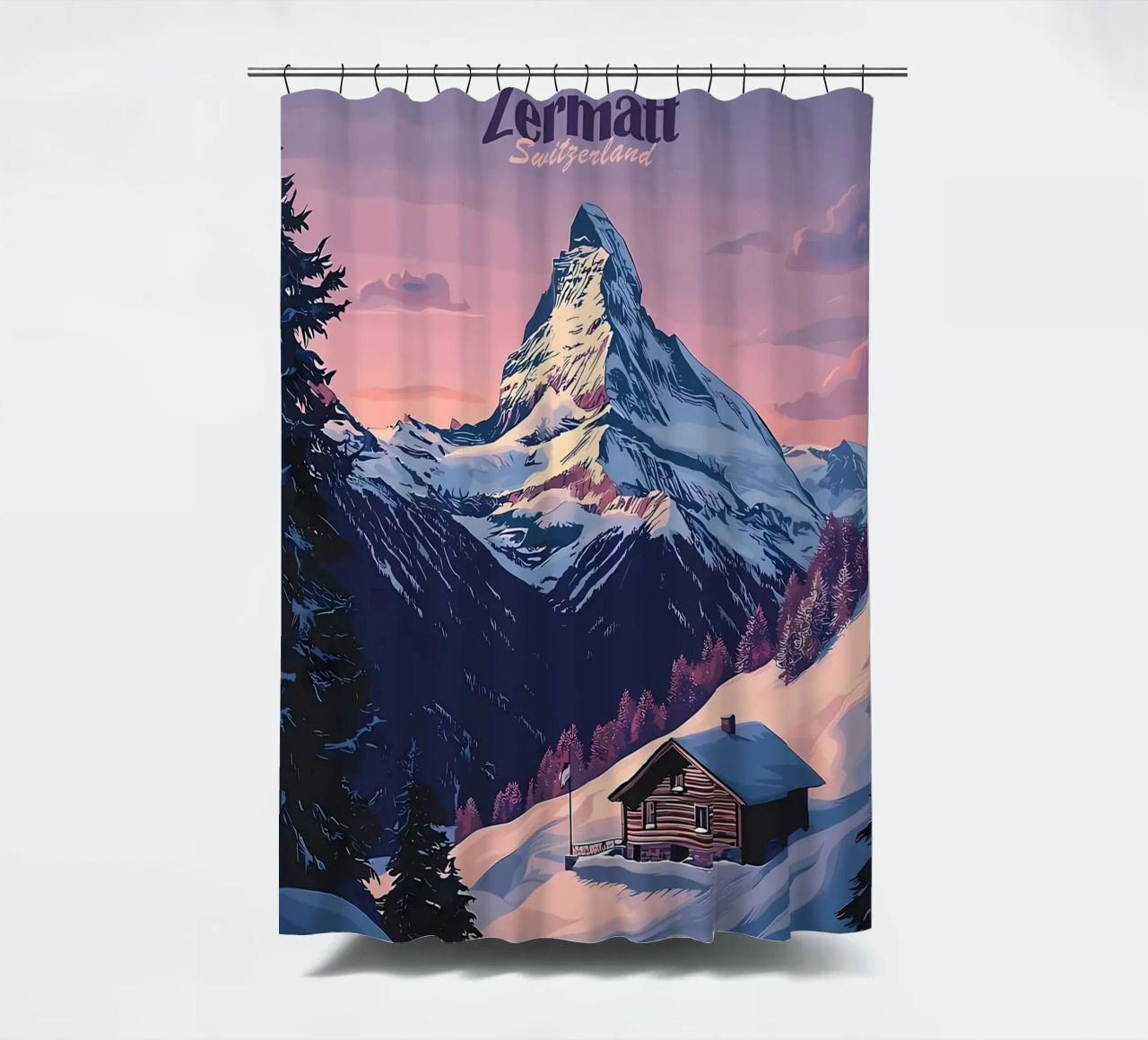 Zermatt Schweiz Bergblick Duschvorhang von Ginnery