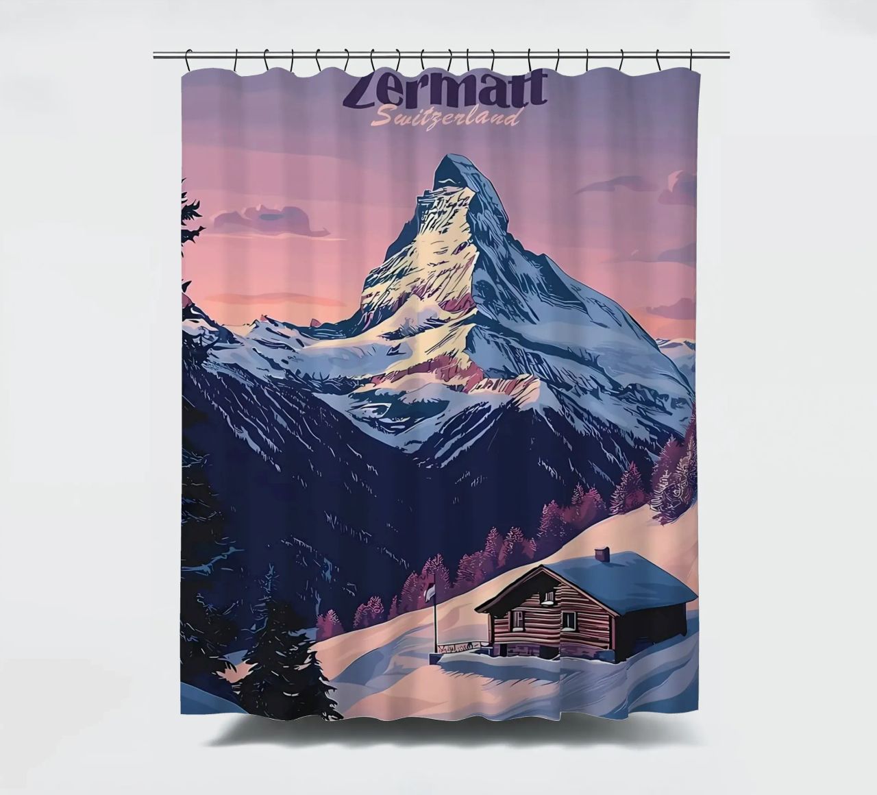 Zermatt Schweiz Bergblick Duschvorhang von Ginnery