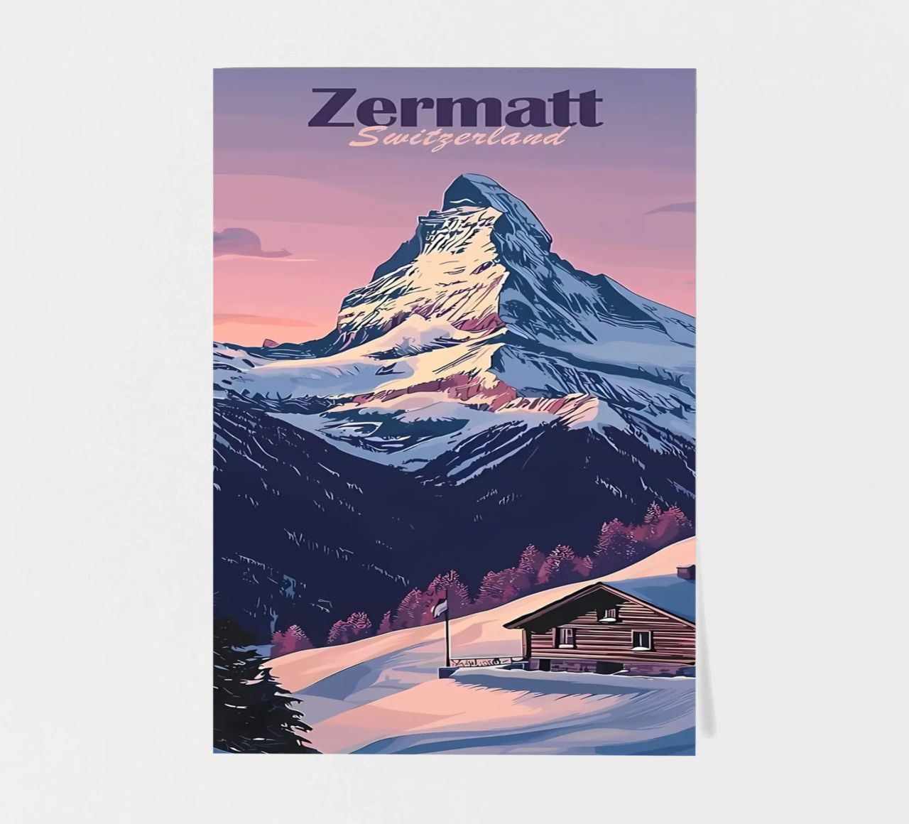 Zermatt Schweiz Bergblick Stickerbogen von Ginnery
