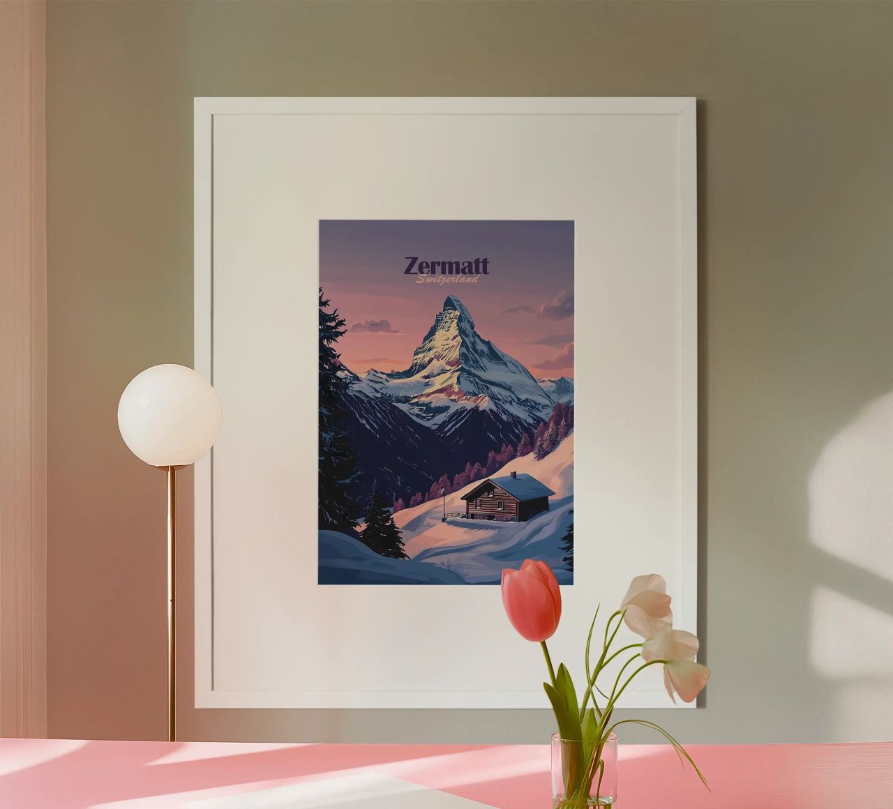 Zermatt Schweiz Bergblick Poster von Ginnery